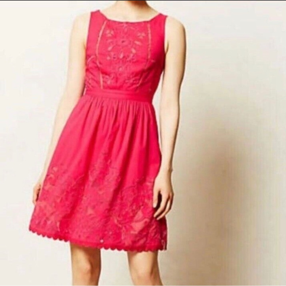anthropologie moulinette soeurs pink dress 10
